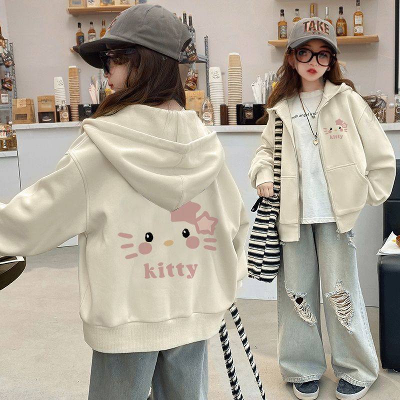 女童韩版Kitty猫卫衣外套2025春秋新款中大童开衫拉链秋季上衣潮,童装/婴儿装/亲子装,普通外套,淘宝优惠券,粉丝福利购,淘宝优惠卷