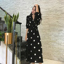 加肥加大码女装微胖妹妹春装很仙的长裙2020新款胖女人波点连衣裙