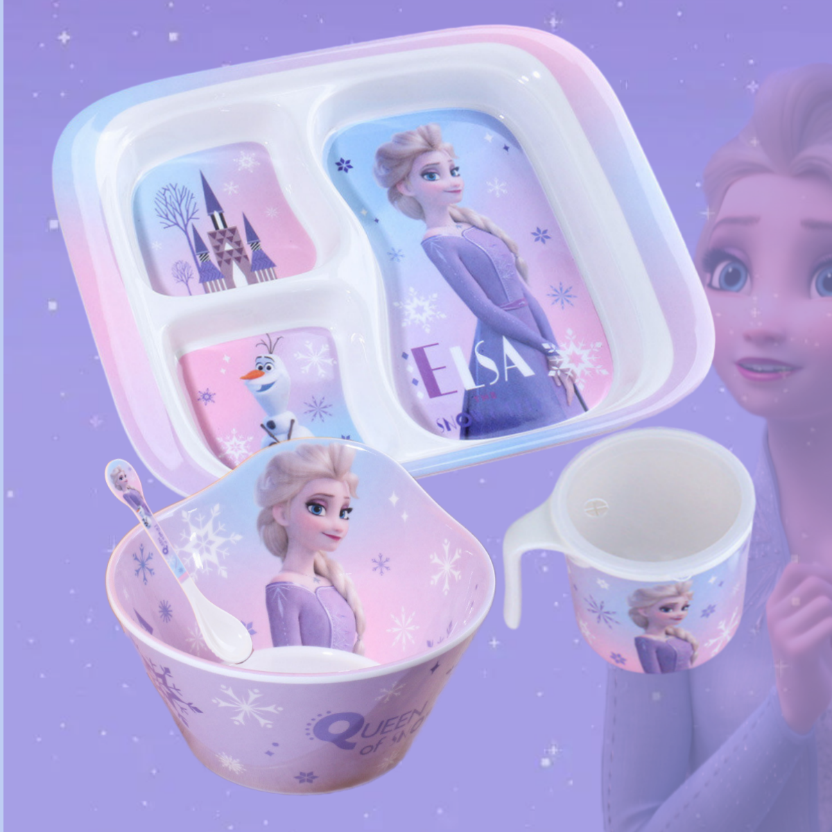 女儿喜欢的爱莎公主儿童餐具套装