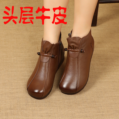 牛筋底妈妈鞋冬季棉鞋加绒平底