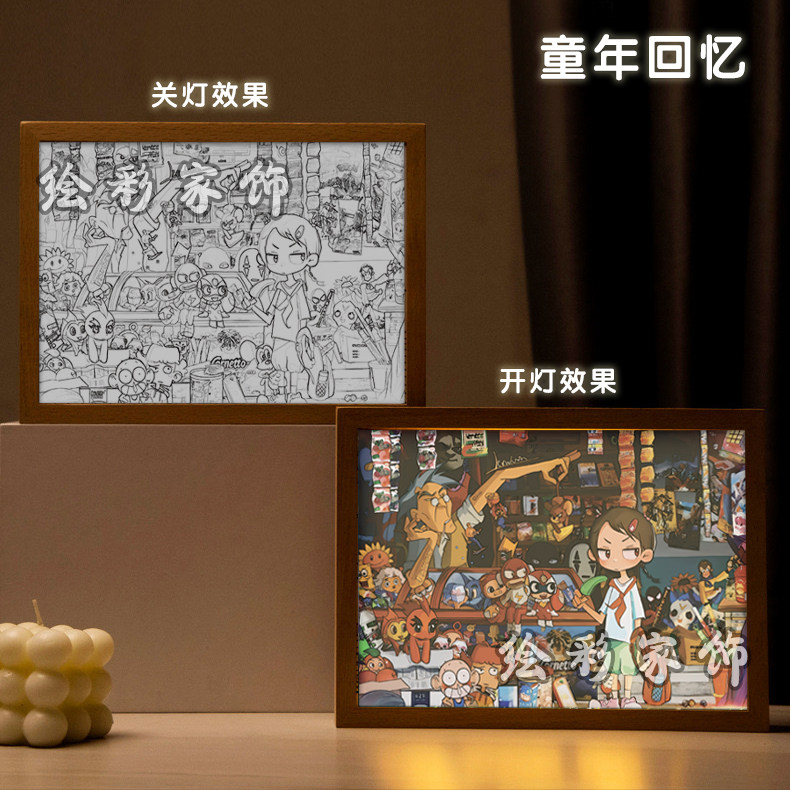抖音同款00后美好童年回忆卡通经典动画片灯光画插电款小夜灯礼物