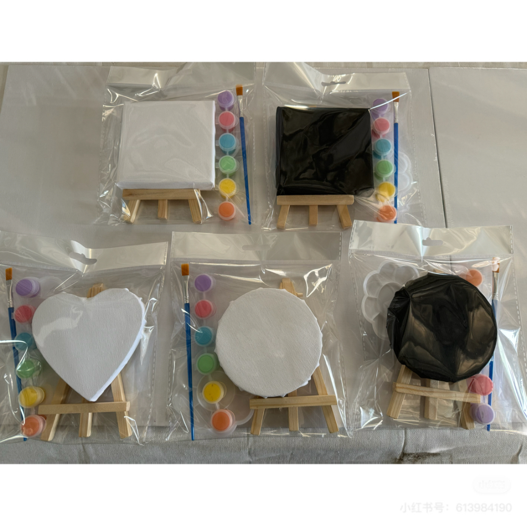 迷你油画框套装丙烯颜料画架画笔材料包异形油画框diy包邮