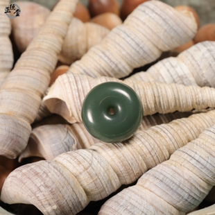 玉德堂新疆和田玉青玉籽料沙枣青平安扣挂件苏工平安扣吊坠DIY