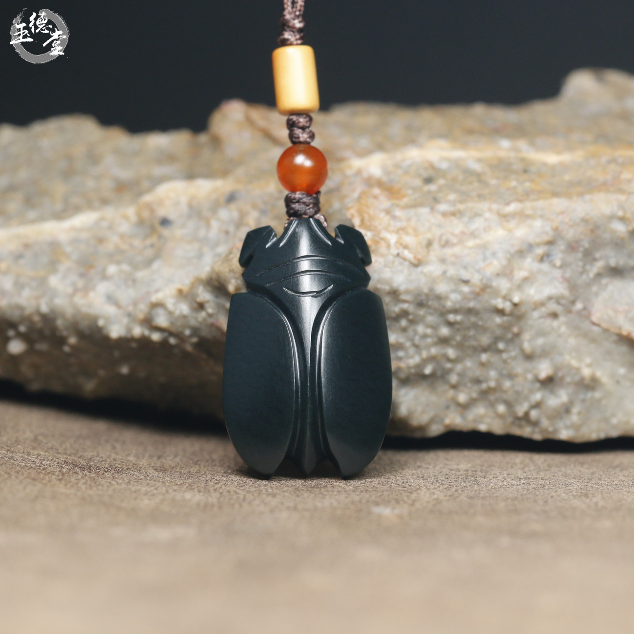 玉德堂天然黑青玉苏工汉八刀玉蝉吊坠一鸣惊人手机链包坠儿diy