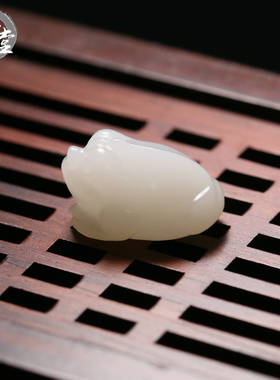 玉德堂新疆和田玉白玉籽料苏工玉蟾戒面戒指扳指吊坠镶嵌DIY