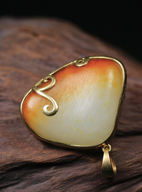 玉德堂新疆和田玉籽料苏工笑佛弥勒佛挂件福在眼前包金独籽金镶玉