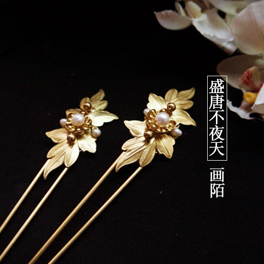 古风盛唐画陌敦煌供养人对簪