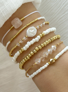ultilayer beads imitated crystal imitation pearl bracelet