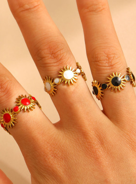 Niche design feel simple opening stitching drop glaze ring