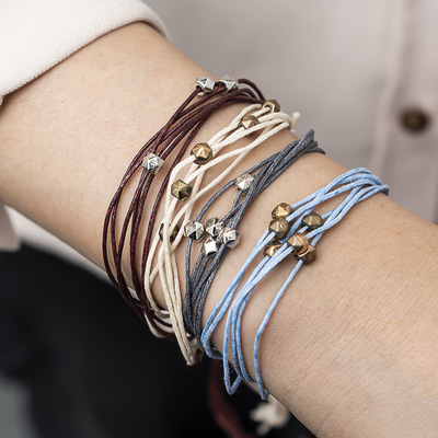 手绳欧美编织可调节多色复古