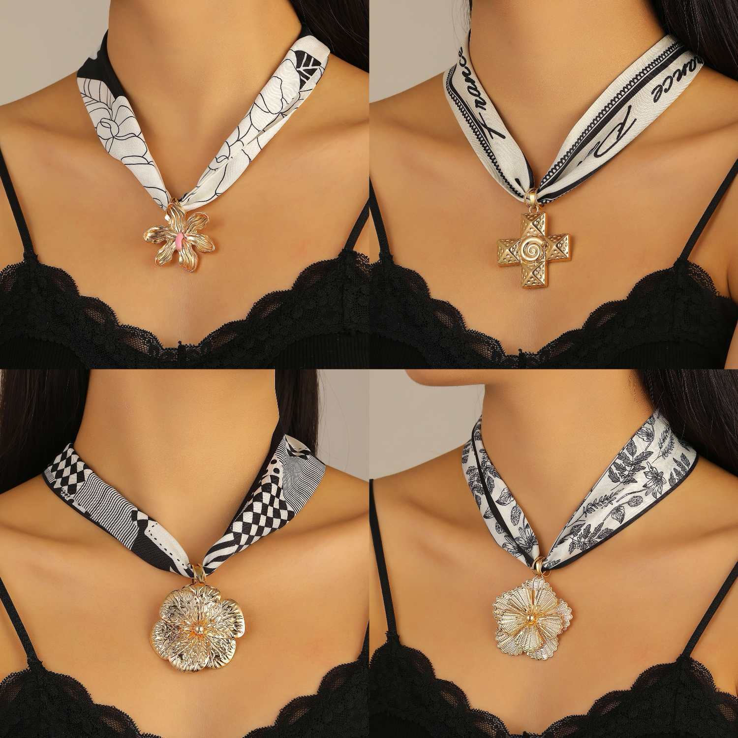 Irregular pendant cold breeze personality scarf choker woman