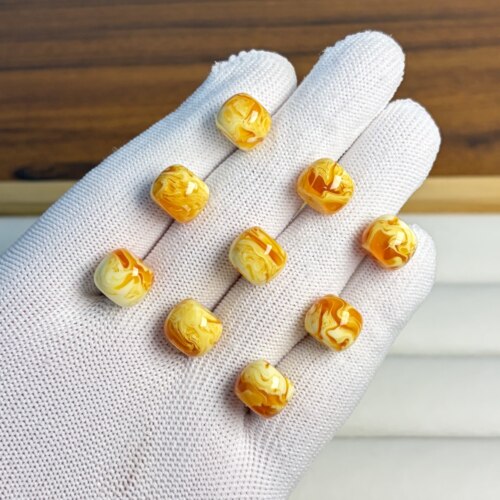 天然二代琥珀蜜蜡奶咖千层雪妖孽老型珠散珠  DIY文玩配饰