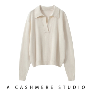 100纯山羊绒衫女款翻领po