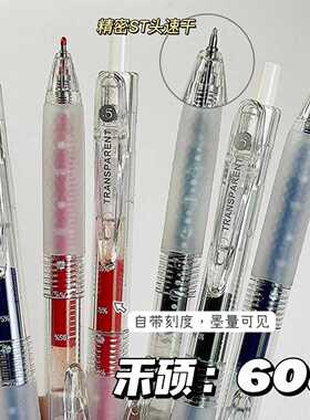 禾硕SZ608简约高透刷题中性笔ins高颜值大容量按动双珠ST头0.5笔