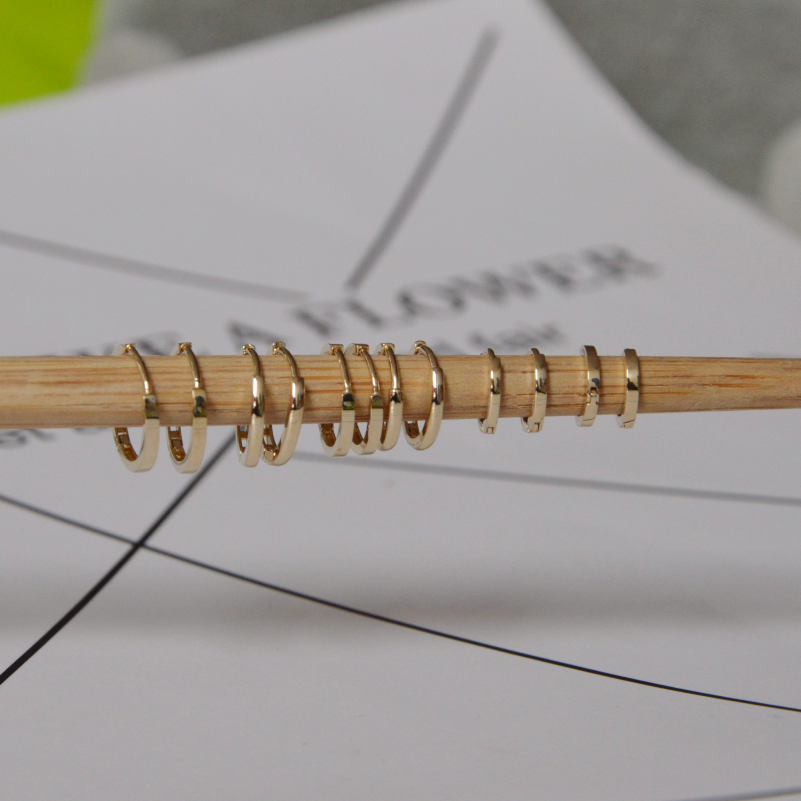 14K10K黄金k金耳环 简单气质平面光面女日韩耳骨真金不褪色不变