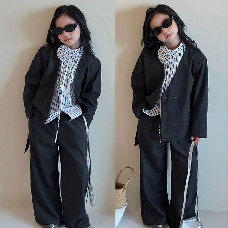 2025秋季新款女童韩版小西服宽松气质西服套装时髦气质洋气外套潮