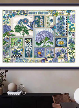 ks十字绣2024年新款植物花卉客厅卧室挂画自己绣手工刺绣蓝色记忆