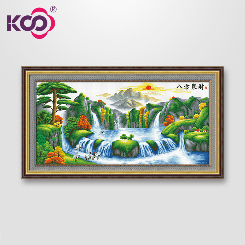 ks十字绣线绣棉线2米风水画客厅新款风景山水挂画八方聚财聚宝盆