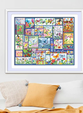 ks十字绣新款赋蝶新生自己绣手工棉线DIY套件清新印花满绣143色