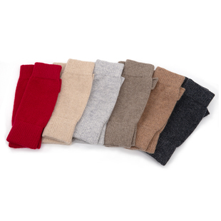 100%纯羊绒半指手套女士冬季针织半截加厚保暖袖套护腕