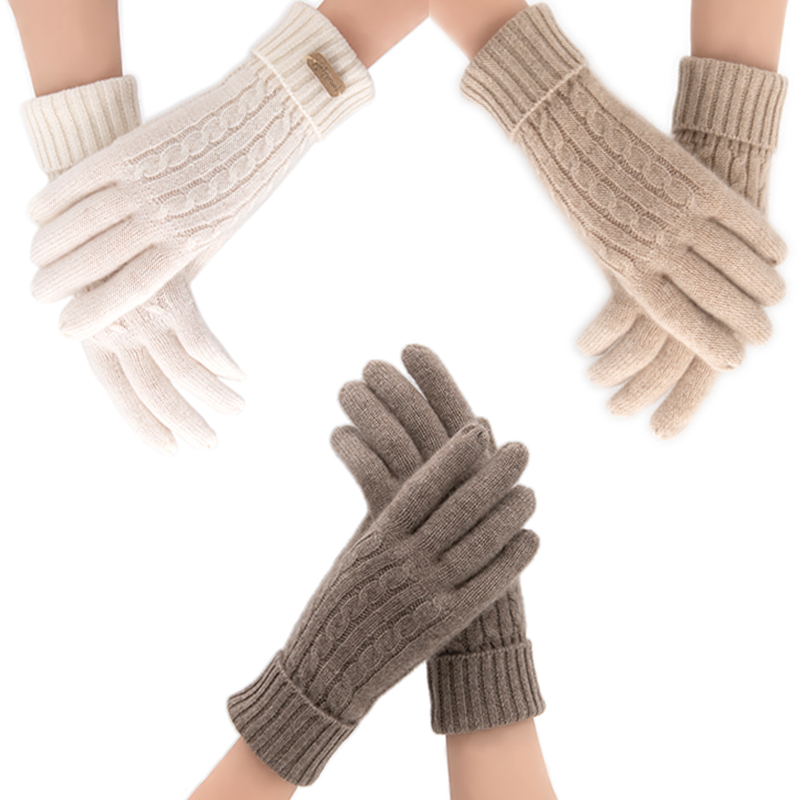 100%山羊绒分指手套时尚保暖