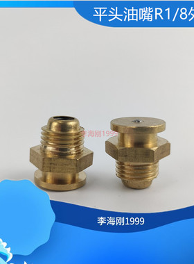 铜平扣式9.7MM外丝油嘴纽扣式黄油枪接头船用牛油咀铜平头油嘴