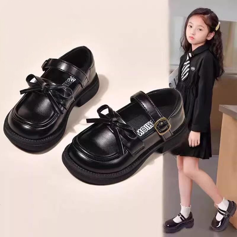 真皮女童黑色小皮鞋2026秋冬新款儿童公主鞋软底大童演出礼服鞋子图片