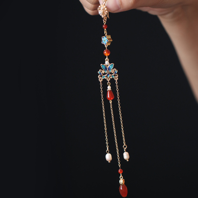 蝶梦旗袍压襟挂饰红玛瑙新中式