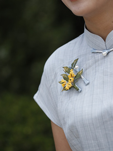 新中式手工缠花小桂花胸针国风旗袍日常点缀清新胸花外套西装饰品