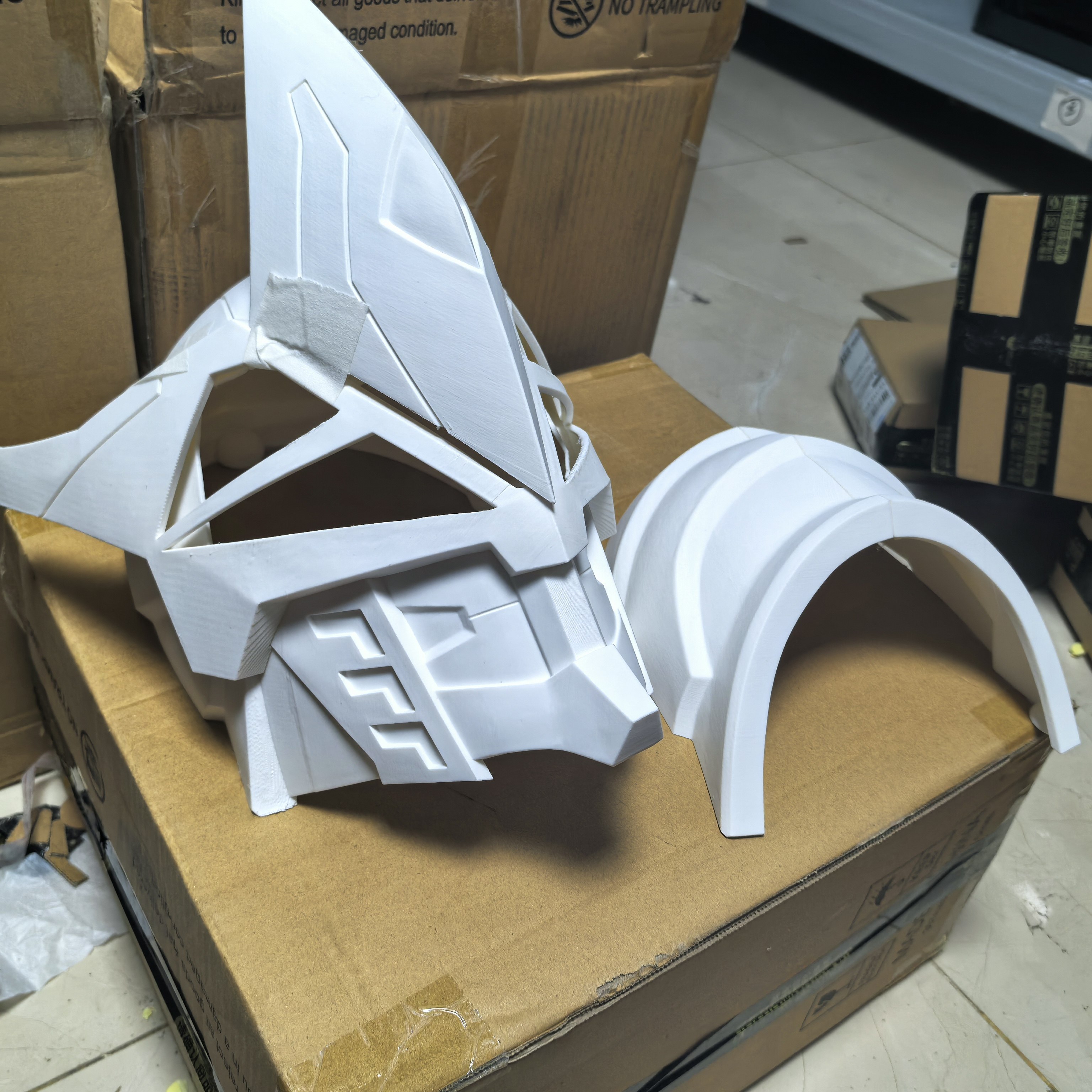 cos道具铠甲勇士黑犀铠甲头盔白模3D打印pla无毒材质高精度分件