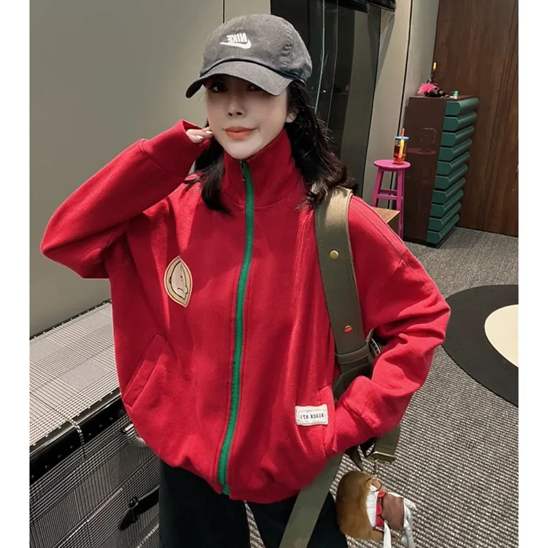 洋气百搭宽松立领卫衣外套女