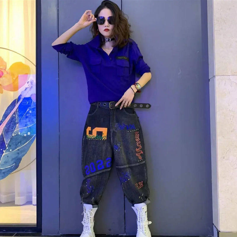 欧货POLO领长袖秋新款时尚修身寸衫搭印花钉珠哈伦裤宽松俩件套,女装/女士精品,时尚套装,淘宝优惠券,粉丝福利购,淘宝优惠卷