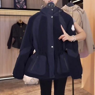 欧货时尚拼接羊羔绒短款外套