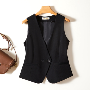 马夹背心外穿坎肩 双排扣显瘦小众短款 V领小马甲女2026春秋款 修身