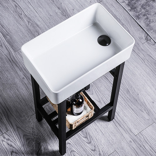 免打孔新款无龙头孔洗手盆不靠墙落地式洗脸盆简易不带龙头孔陶瓷