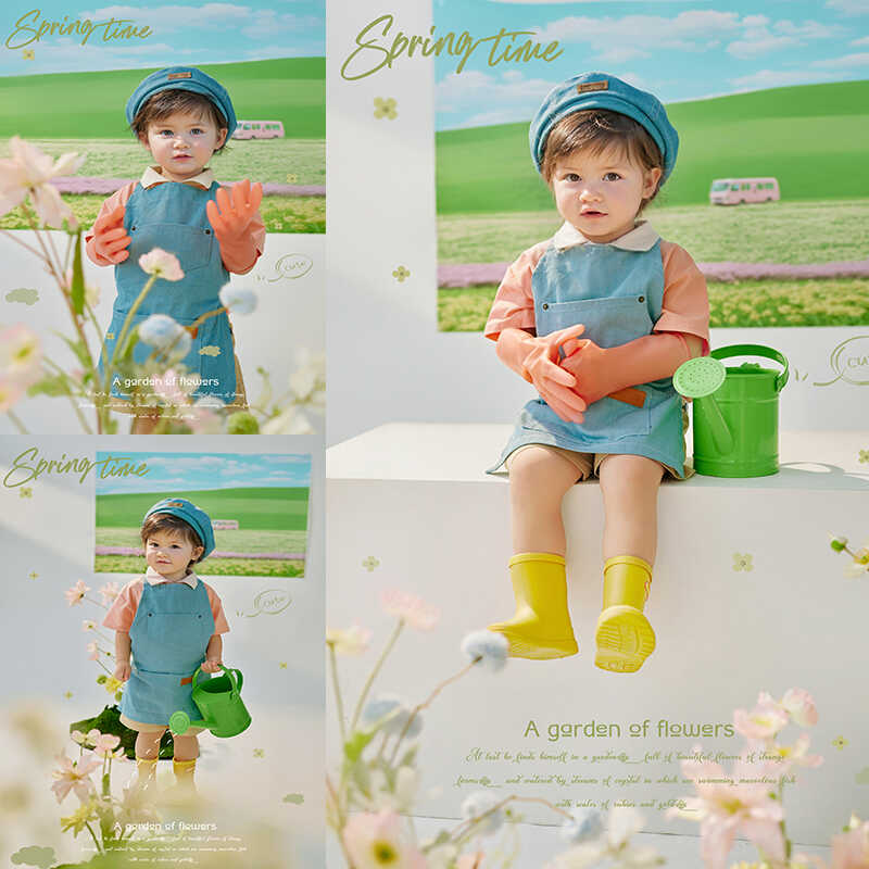 春天主題1-3歲背景布影樓道具