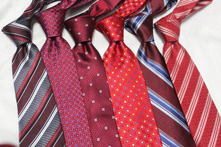 桑蚕丝结婚领带出口外贸真丝新郎男正装商务提花手打领带酒红色