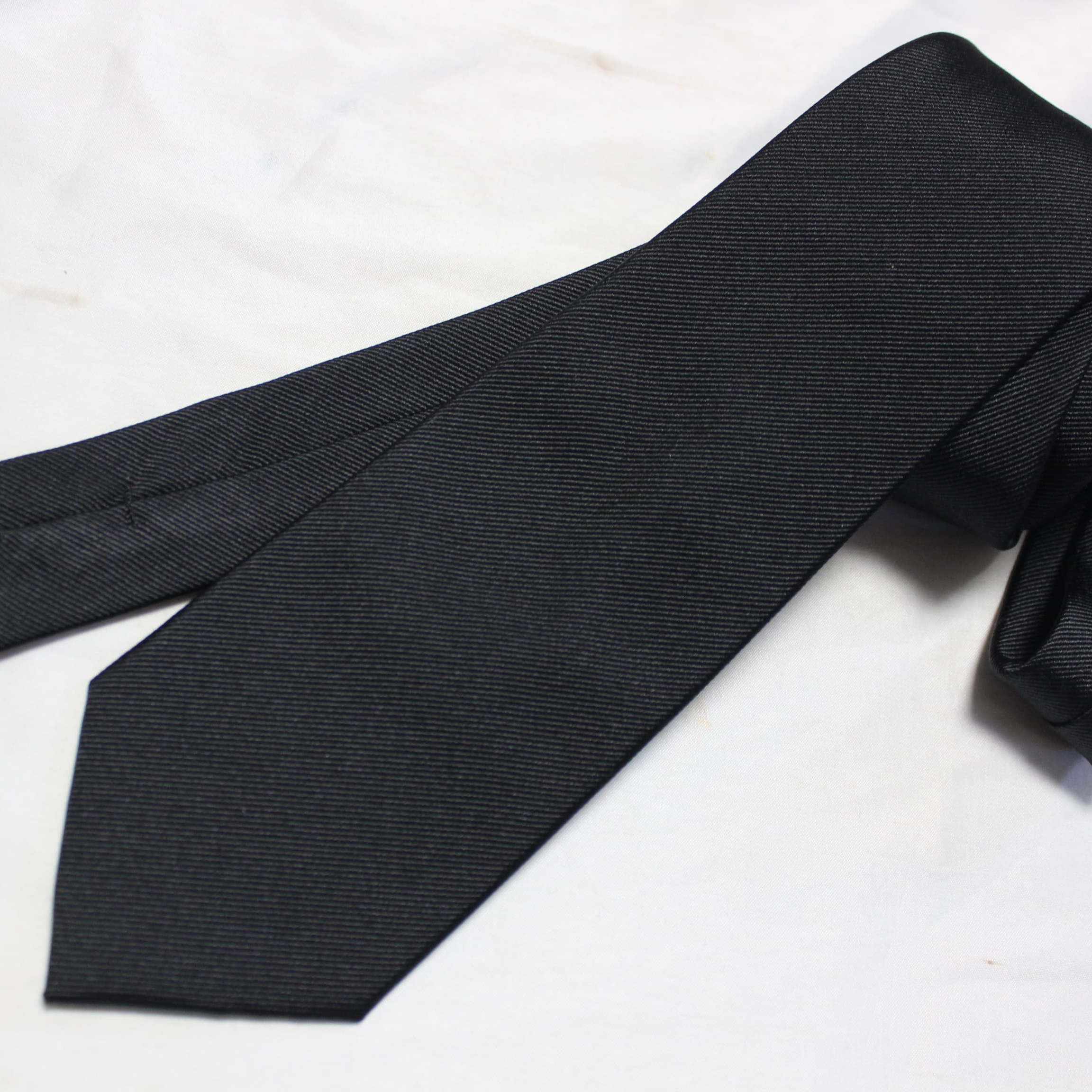 C桑蚕丝领带黑色纯色百搭螺纹真丝色织提花手打男商务正装正式8CM