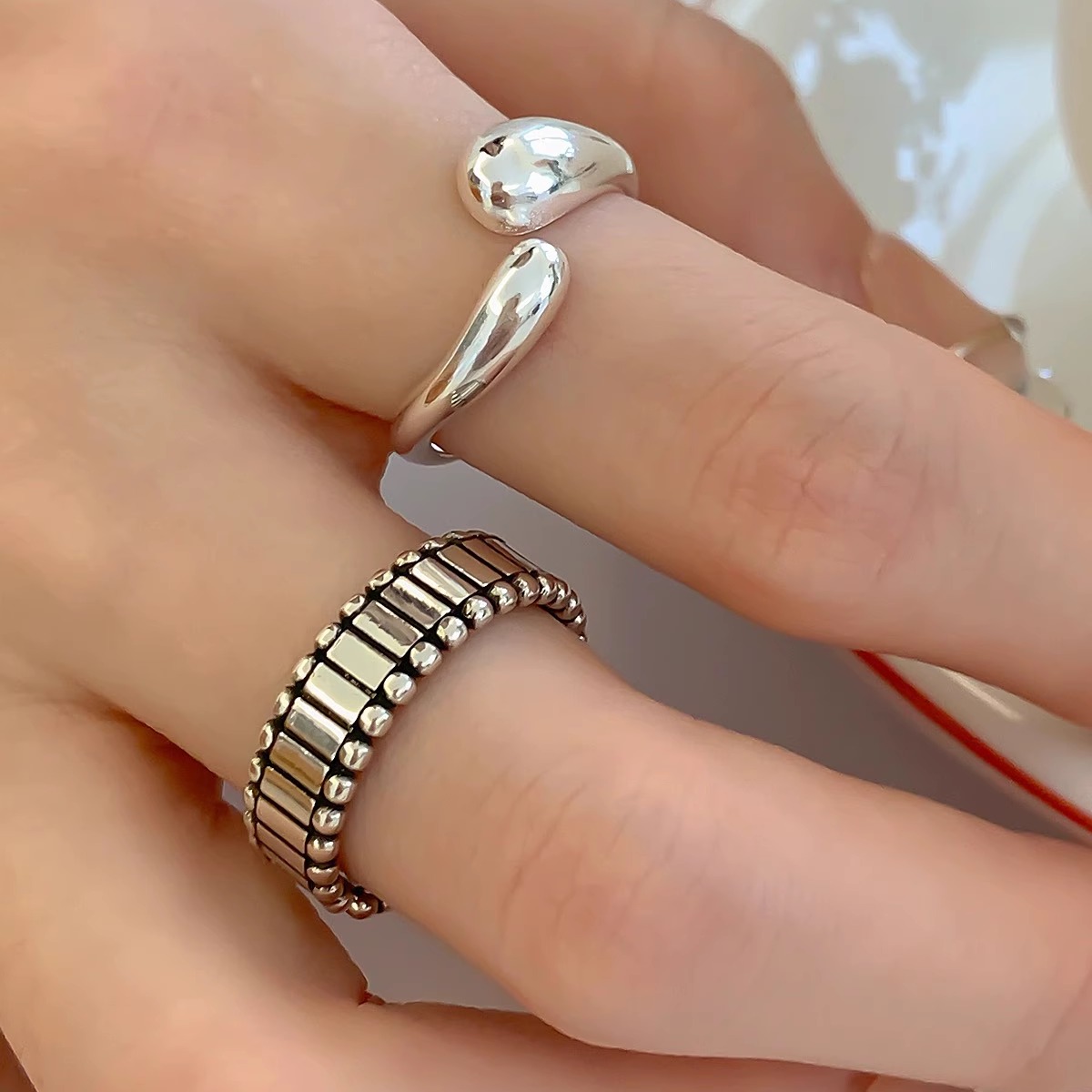 韩国小众设计不规则几何戒指