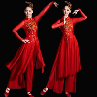 秧歌服女中老年演出服新款喜慶腰鼓隊打鼓服燈籠舞蹈服裝舞蹈服裝