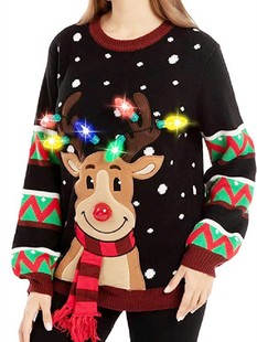 Christmas Sweater Women Led Jumper ugly warm Sweaters Light