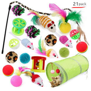 21 Cat Toys Kitten Toys Assortments, 2 Way Tunnel, Cat