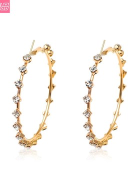 Korean style simple Retro diamond exaggerated big earrings