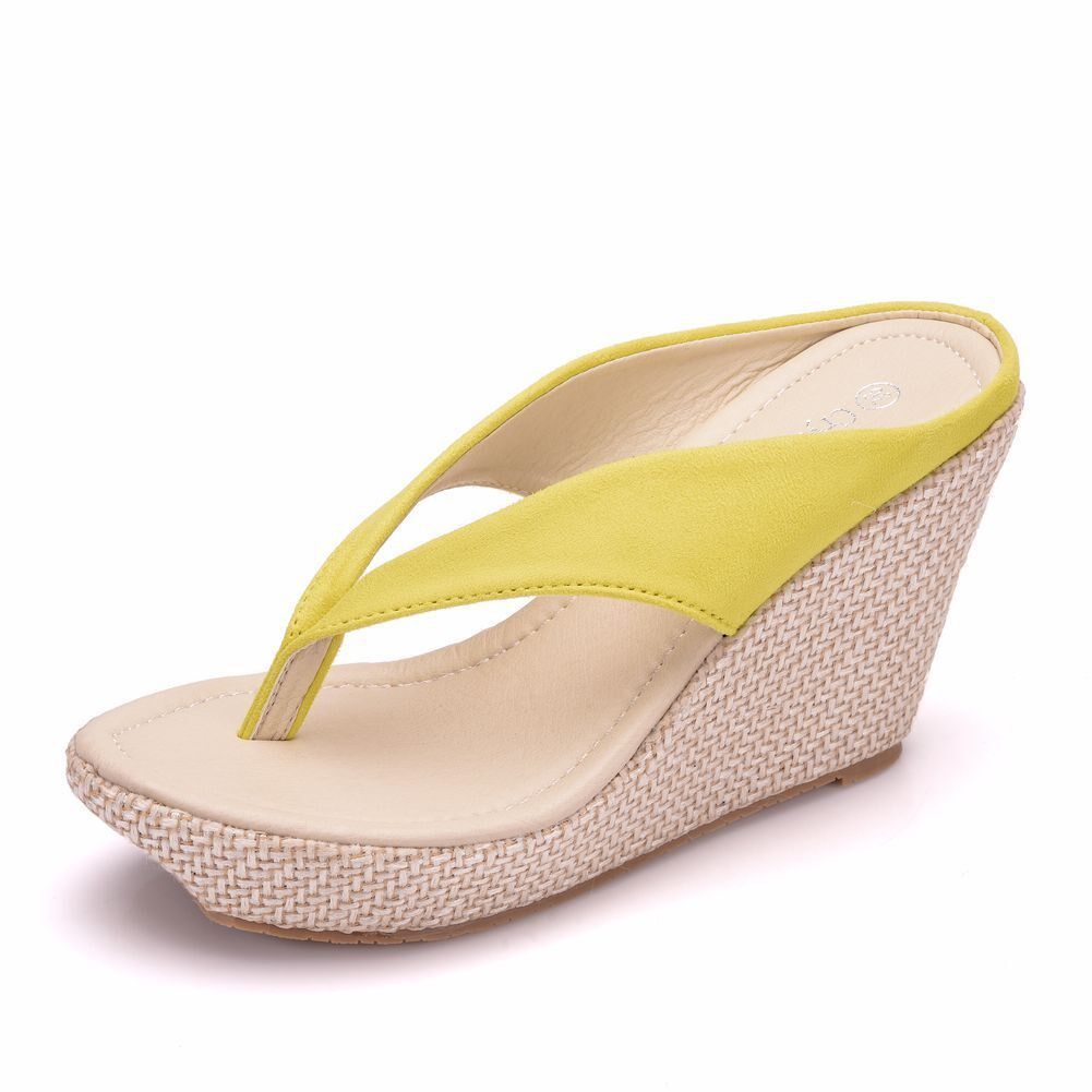 women summer slippers thick bottom wedge flip flop sandal 42