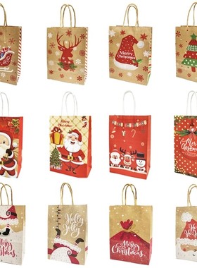 12Pcs Christmas Gift Bags Christmas Paper Bag Santa Claus