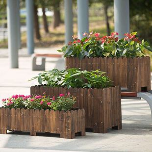 Wooden Planter Box Garden Plant Flower Pot Decorative Yard M
