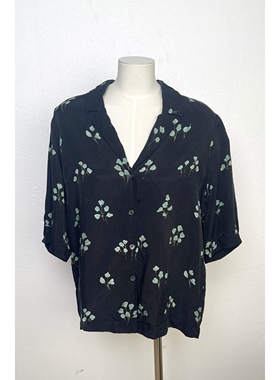 wilfred短袖翻领开衫印花衬衫 81592