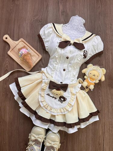 夏季奶黄软妹可爱蓬蓬裙三件套