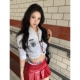 夏季 收腰衬衣设计感红色皮半身裙性感套装 美式 辣妹风黑白条纹半袖