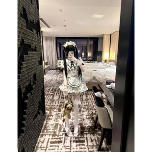 甜美cos女佣服少女蕾丝蝴蝶结短款 上衣系带拼接花边半身裙两件套